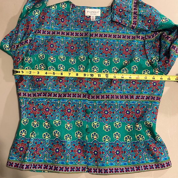 Adrianna Papell Colorful Blouse/light jacket - 100% Silk lightweight- Sz 12P - Picture 6 of 11